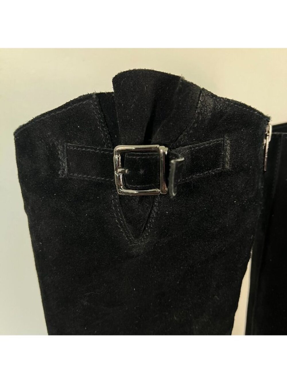 Sam Edelman Black Suede Knee High Riding Boots Buckle Equestrian Moto - Picture 6 of 14